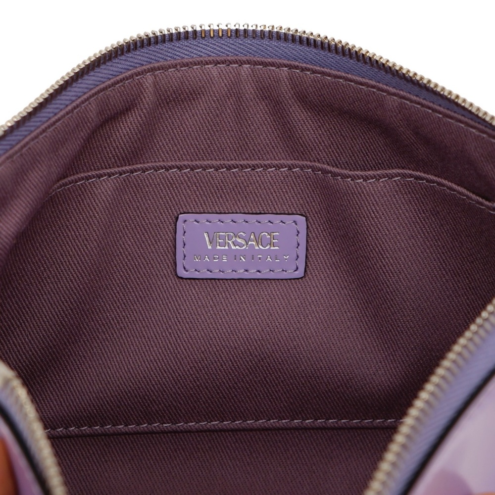 Versace Medusa Shoulder Bag Brushed Purple Leather New - Picture 7 of 8